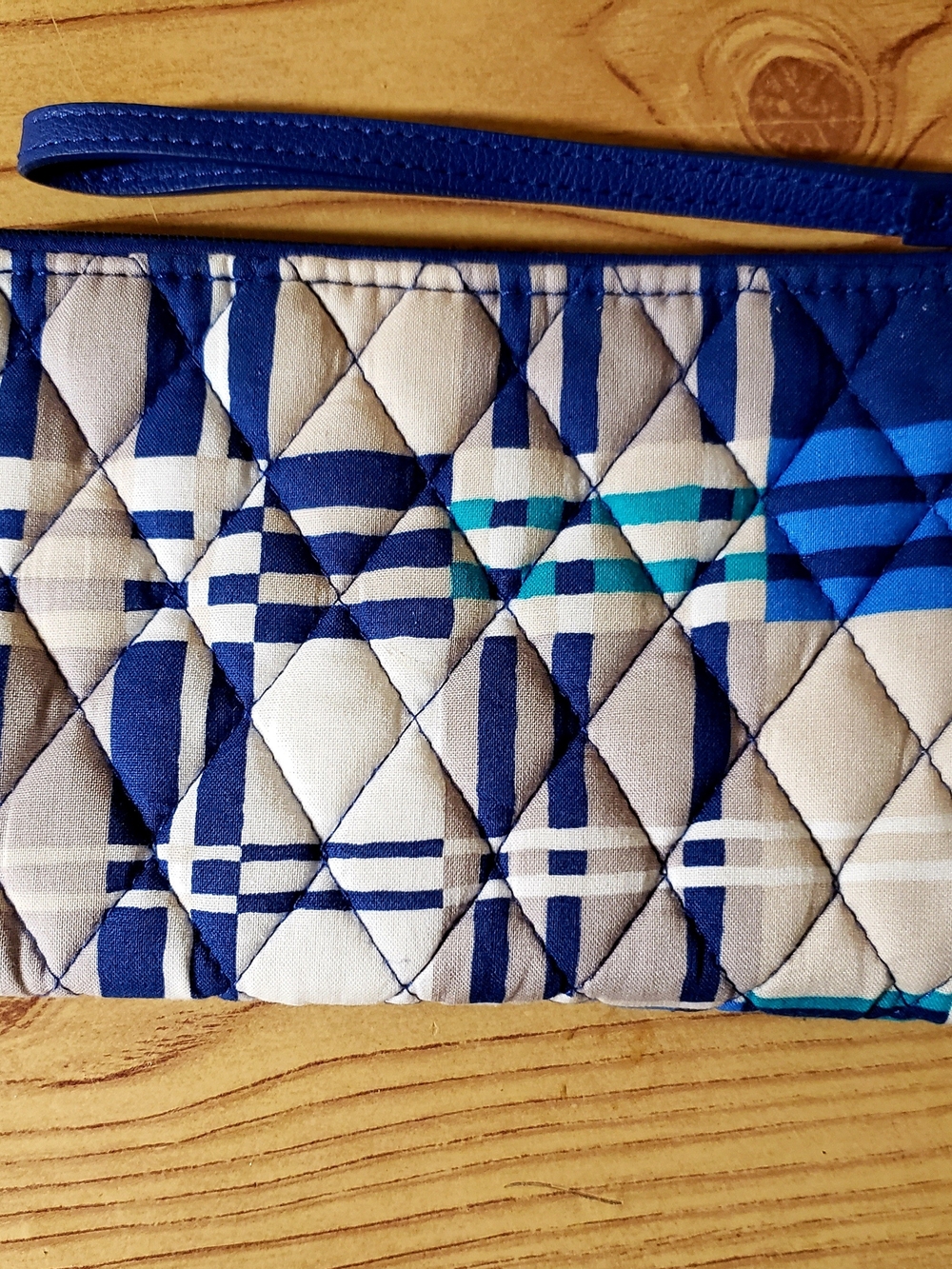 Vera Bradley Navy and Turquoise Plaid Quilted Wallet